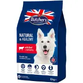 Butcher's Natural&Healthy med oksekød - tørfoder til hunde - 2x10kg