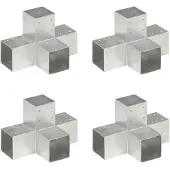 vidaXL stolpebeslag X-form 4 stk. 91x91 mm galvaniseret metal