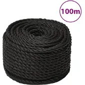vidaXL arbejdsreb 14 mm 100 m polypropylen sort