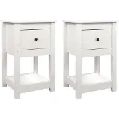 vidaXL Sengebord 40x35x61,5 Cm Massivt Fyrretræ - Hvid / 2