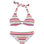Venice beach Bikini blå / lys pink / sort / hvid