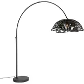 QAZQA Orientalisk buegulvlampe sort bambus - Pua