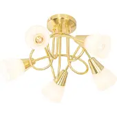 QAZQA Klassisk loftslampe guld med opalglas 5-lys - Inez