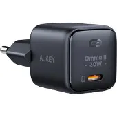 Aukey Omnia II - Strømforsyningsadapter - GaN - 30 Watt - PD 3.0, PD/PPS, QC 4.0+, QC 2.0, QC 3.0 (USB, USB-C)