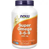 Now Super Omega 3-6-9 1200 mg, 180 softgelkapsler - fisk-, hør- og morgenfrueolie-blanding til sund hud, immunforsvar og nervesystemet
