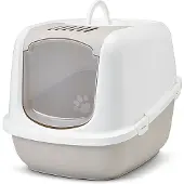 Savic Nestor Jumbo hvid - kaffebrun - lukket kattebakke - 66,5x48,5x46,5 cm - 1 stk.