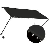 vidaXL foldemarkise med LED 250x150 cm antracitgrå