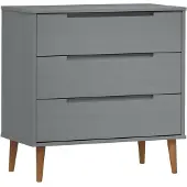 vidaXL Kommode Molde 80x40x80 Cm Massivt Fyrretræ - Grå