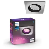 Philips Hue White and Color Ambiance Centura - Indlejret spotlys - LED-spot lyspære - GU10 - 4.2 W - klasse E - 16 millioner farver/varmt til køligt hvidt lys - 2000-6500 K - kvadrat - aluminium