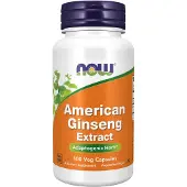 Now , Amerikansk Ginseng Ekstrakt, 100 Veg Kapsler (500 mg per Kapsel)