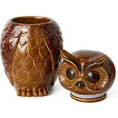HK Living Keramisk owl opbevaringskrukke Roasted