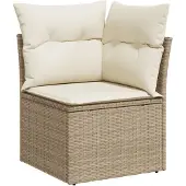 vidaXL Havestol Med Hynder Uden Armlæn Polyrattan - Beige / Hjørnesofa