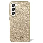 GUESS Samsung Galaxy S24+ Glitter Flakes Metal Logo Hybrid Cover - Guld