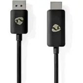 Nedis Ccgb37108bk18 Displayport Han Til Hdmi Han Adapterkabel 8k Nikkelbelagt Tpe 1.8 M 30hz