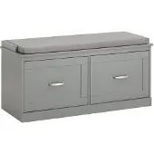 SoBuy Skobænk med 2 skuffer Lysegrå 100x48x38 cm