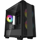 DeepCool CC360 ARGB - Tower - mini ITX - sidepanel med vindue (hærdet glas) - ingen strømforsyning (ATX / PS/2) - sort - USB/Lyd