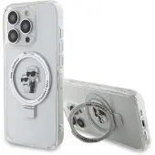 Karl Lagerfeld iPhone 15 Pro Ringstand Karl & Choupette Mag Case - Hvid