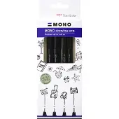 Tombow Fineliner MONO drawing set Bold - med 4 stk.