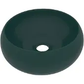 vidaXL luksuriøs rund håndvask matgrøn 40x15 cm keramik