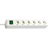 Brennenstuhl Eco-Line med afbryder 6-vejs hvid 3,0 m