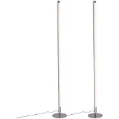 QAZQA Sæt med 2 moderne gulvlamper LED krom - Line-up