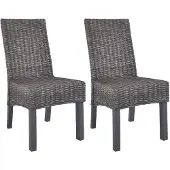 vidaXL spisebordsstole 2 stk. kubu-rattan og mangotræ brun