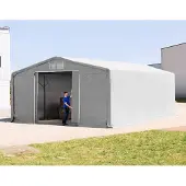 TOOLPORT 8x8m, Telthal, PRIMEtex-PVC-teltdug, grå, med statikpakke (beton undergrund)