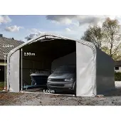 TOOLPORT 6x6m, Garagetelt, PVC-teltdug, grå, med statikpakke (beton undergrund)