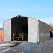 TOOLPORT 8x36m, Telthal, PVC-teltdug, grå, med statikpakke (beton undergrund)
