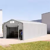 TOOLPORT 6x12m, Telthal, PVC-teltdug, grå, med statikpakke (blød undergrund)
