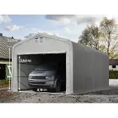 TOOLPORT 5x8m, Garagetelt, PVC-teltdug, grå, med statikpakke (beton undergrund)
