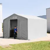 TOOLPORT 6x6m, Telthal, PVC-teltdug, grå, med statikpakke (blød undergrund)