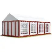 TOOLPORT 4x8m, Partytelt, PVC-teltdug, rød og hvid