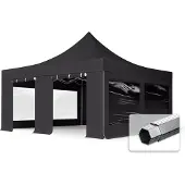 TOOLPORT 5x5m, aluminium, easy-up-pavillon, 4 sidedele, sort