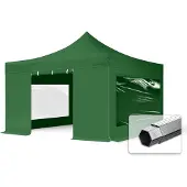 TOOLPORT 4x4m, aluminium, easy-up-pavillon, 4 sidedele, mørkegrøn