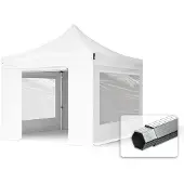 TOOLPORT 3x3m, aluminium, easy-up-pavillon, 4 sidedele, hvid