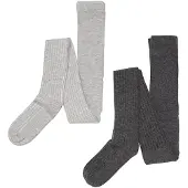 Minymo Strømpebukser - Uld - Rib - 2-Pak - Grey Melange - - 92/98 - Strømpebukser