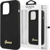 GUESS GUHMP13XLSLMGBK iPhone 13 Pro Max 6,7" sort/sort hardcase Silicone Script Gold Logo MagSafe