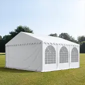 TOOLPORT 6x6m, Partytelt, PVC-teltdug, hvid, med bundramme