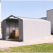TOOLPORT 4x12m, Telthal, PVC-teltdug, grå, med statikpakke (blød undergrund)