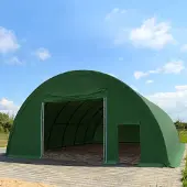 TOOLPORT 9,15x12m, Rundbuehal, PE-teltdug, mørkegrøn, med statikpakke