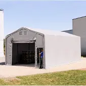 TOOLPORT 6x8m, Telthal, PVC-teltdug, grå, med statikpakke (beton undergrund)