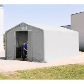 TOOLPORT 6x8m, Telthal, PVC-teltdug, grå, med statikpakke (beton undergrund)