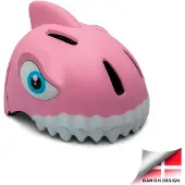 Crazy Safety Cykelhjelm m. Lys - Shark - Pink - - 49-55 cm - Cykelhjelm
