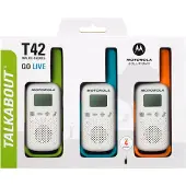 Motorola Talkabout T42 - Transportabel - tovejs radio - PMR - 446 MHz - 16 kanaler - grøn og hvid, blå og hvid, orange og hvid (pakke med 3)