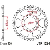 JT Sprockets 520 Jtr1224.36 Steel Bagtandhjul