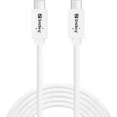 Sandberg - USB-kabel - USB-C (han) til USB-C (han) - USB 3.1 Gen 2 - 2 m - USB Power Delivery (100 W), op til 10 Gbps datatransferhastighed - hvid