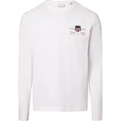 Gant Ganttil mænd. 2004058 Medium Archive Shield T-shirt hvid (L), Casual, Bomuld, Lange ærmer
