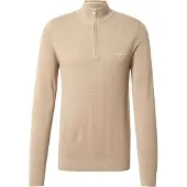 Gant Ganttil mænd. 8040523 Piqué-trøje i bomuld med halv lynlås, beige (3XL), Casual, Lange ærmer