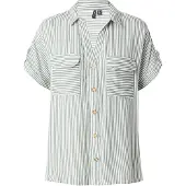 Vero Moda Bluse 'VMBumpy' mørkegrøn / hvid
